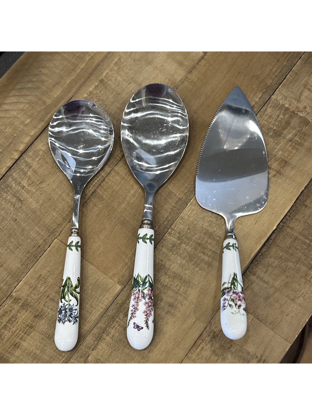 Set Of 3 Portmeiron Botanic Garden Utensils 2 Salad/Serving Spoons & Pie Server